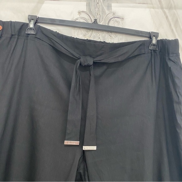 NEW Calvin Klein Pants 3X Black Linen Blend Wide Leg Crop Pull On Elastic Waist - Picture 6 of 12